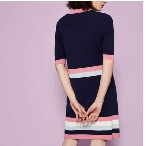 Ted Baker | 'Colour By Numbers' Origami Navy Knit Dress - Picture 2 of 16